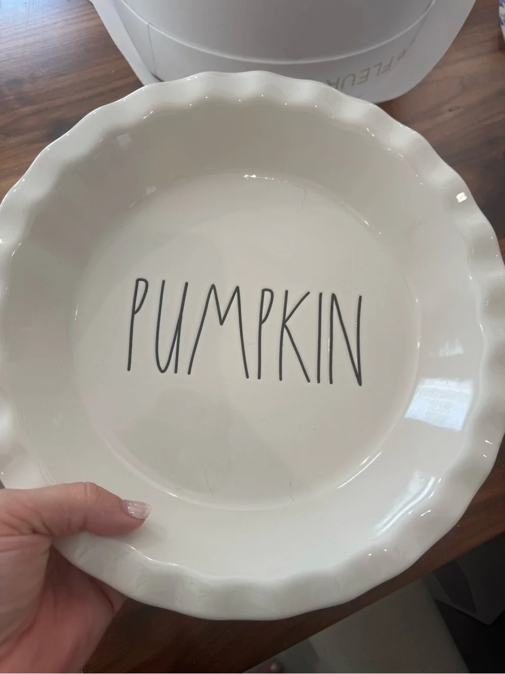 Rae Dunn White Pumpkin Ceramic Pie Dish